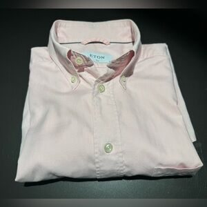 Eton - OCBD pinpoint Oxford shirt in pink (size medium 40)